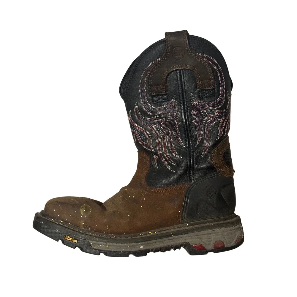 Justin Mens Commander X-5 Steel Toe Work Boots Brown Black WK2104 Vibram 9.5D